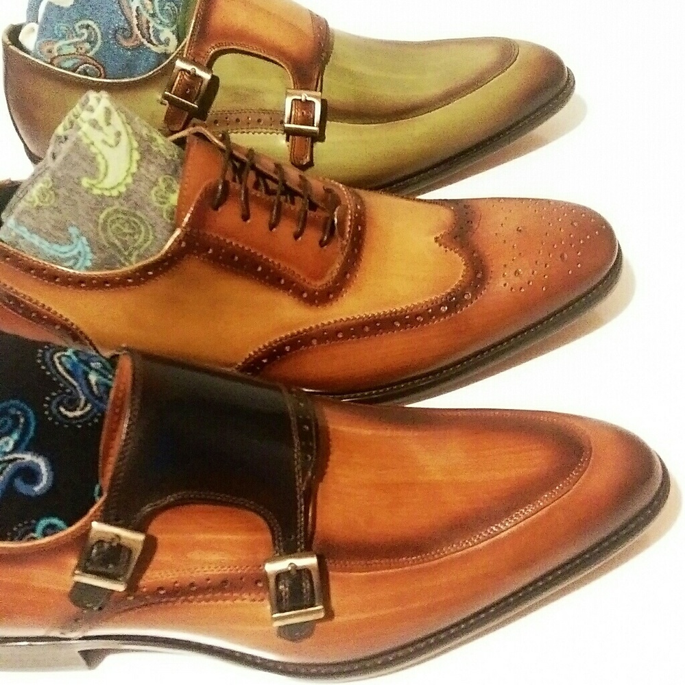 Combination Double Monkstrap and Cognac Wingtips - Picture 1 of 2
